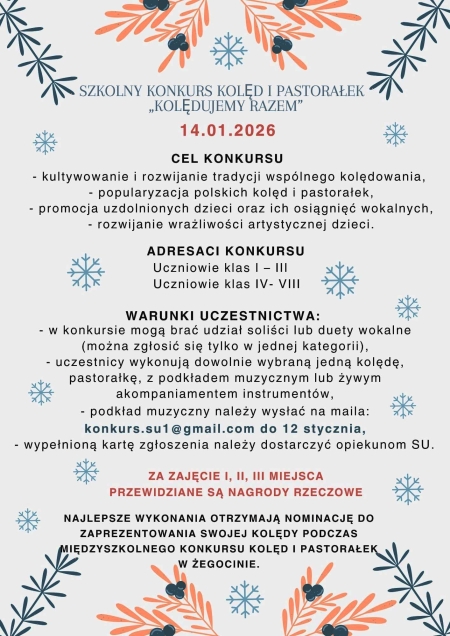 Szkolny Konkurs Kolęd i Pastorałek ''Kolędujemy Razem''