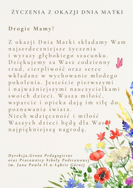 Życzenia z okazji Dnia Matki
