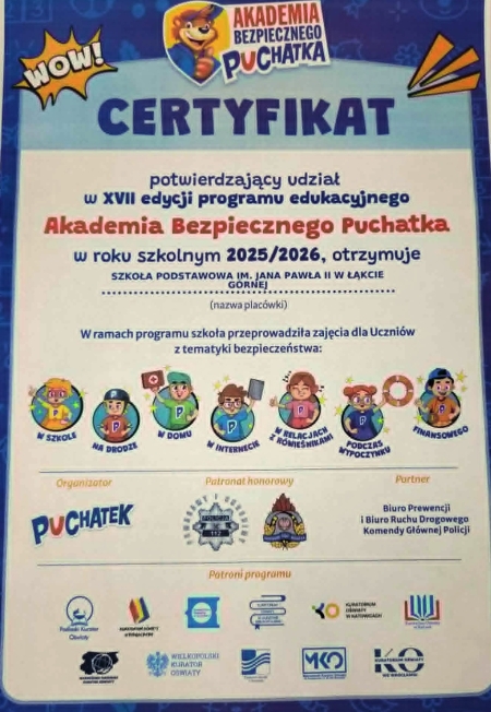  „Akademia Bezpiecznego Puchatka” w klasie 1a i 1b