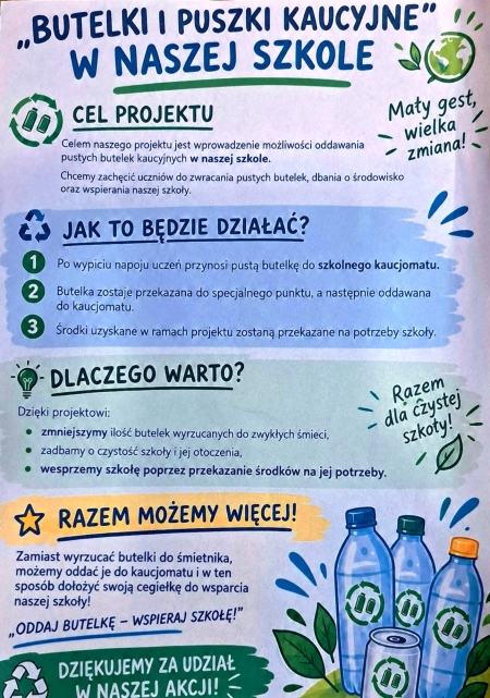 Butelki i puszki kaucyjne w naszej szkole– rusza nowa akcja ekologiczna!