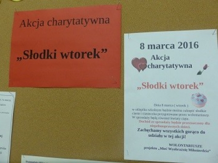 Akcja charytatywna ''Słodki Wtorek'' -08.03.2016