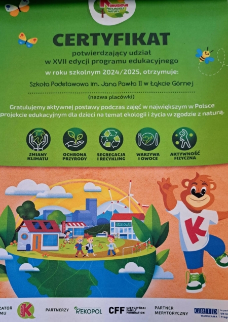 Udział pierwszoklasistów w akcji Kubusiowi Przyjaciele Natury.